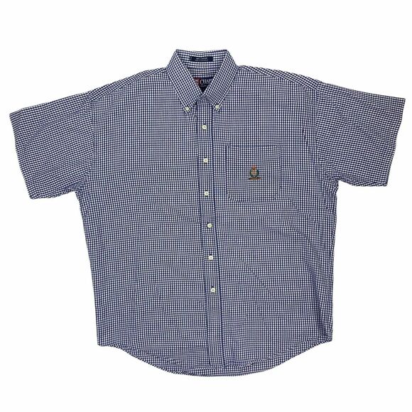 Chaps Shirt Mens Large Blue Plaid Ralph Lauren Button-Up Business Casual‎ Camp - Picture 1 of 10